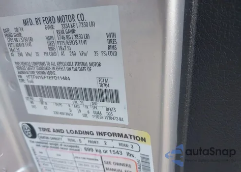 2014 Ford F-150 Xlt z USA, uszkodzony, nr VIN 1FTFW1EF1EFD11484